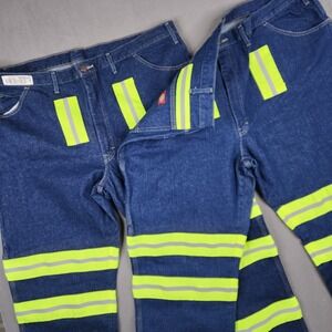 Dickies High Visibility Work Pants Lot Of 2 Mens 46x30 Denim Reflective Workwear